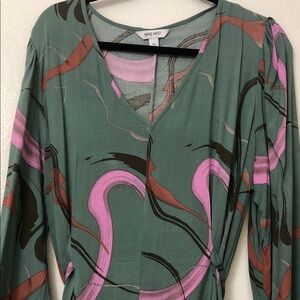 Nine West Teal and Pink Abstract Dress